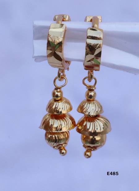 Fancy Wear Golden Latest Earrings Collection E485
